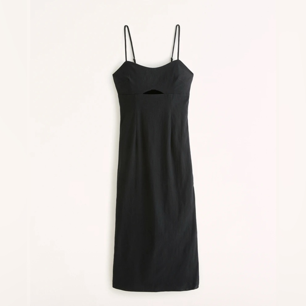 Abercrombie & Fitch NWT Black Midi Dress Women’s Sz LP - Picture 1 of 9